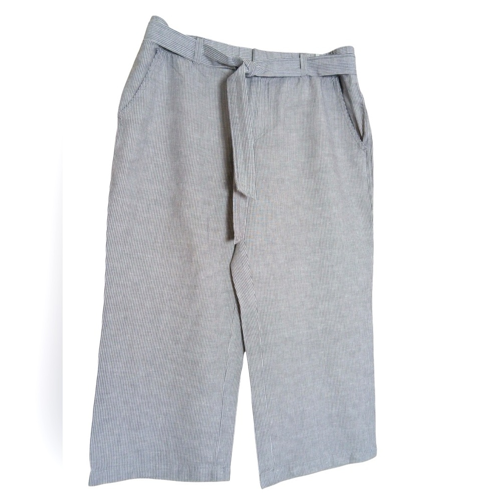 Liz Claiborne Capri Linen Blend Size Medium Pin Stripe - Picture 2 of 7